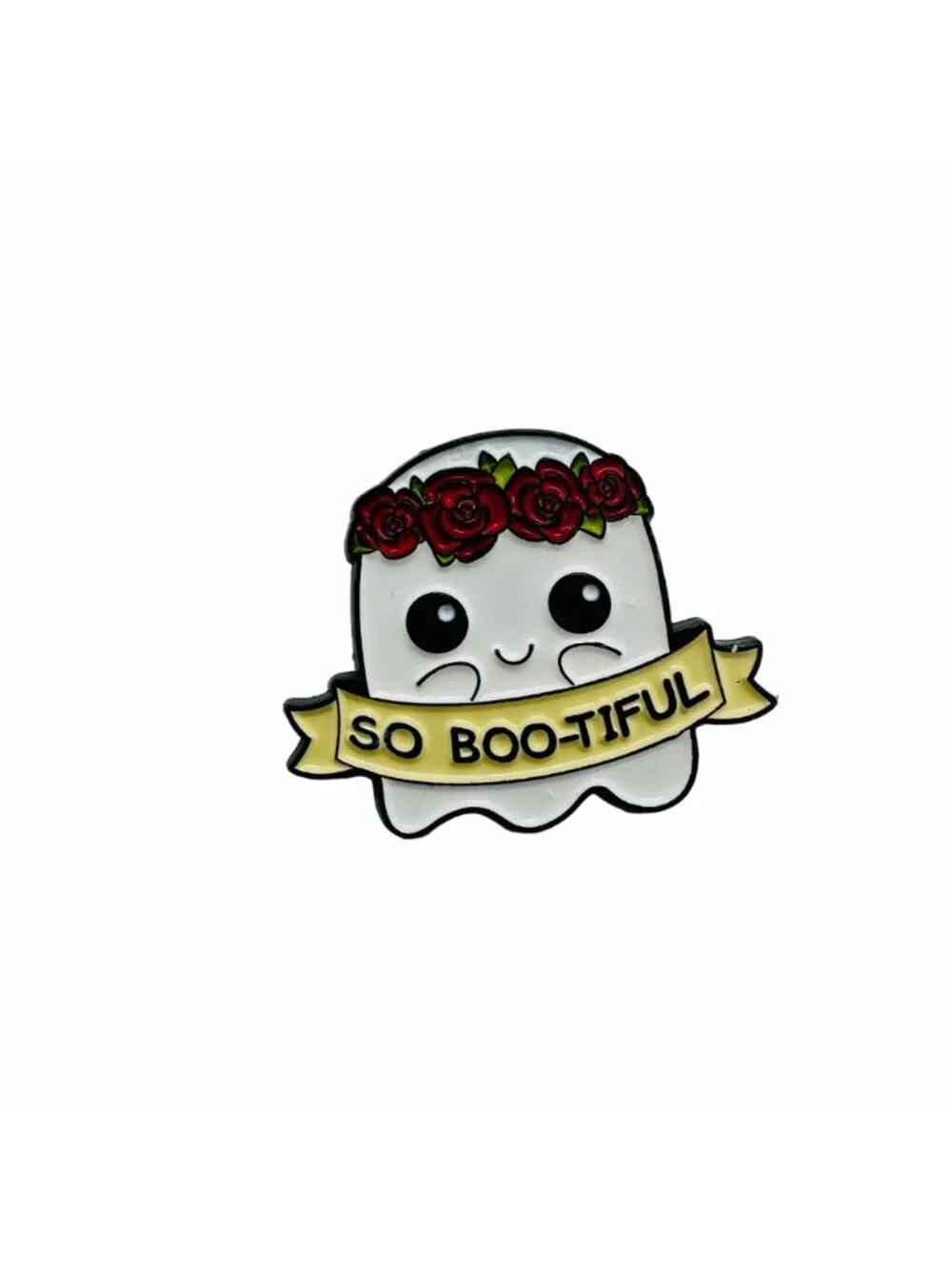 ⭐Enamel Pin host So Bootiful Beautiful Cute Needle Minder Broch White Flowers Oz